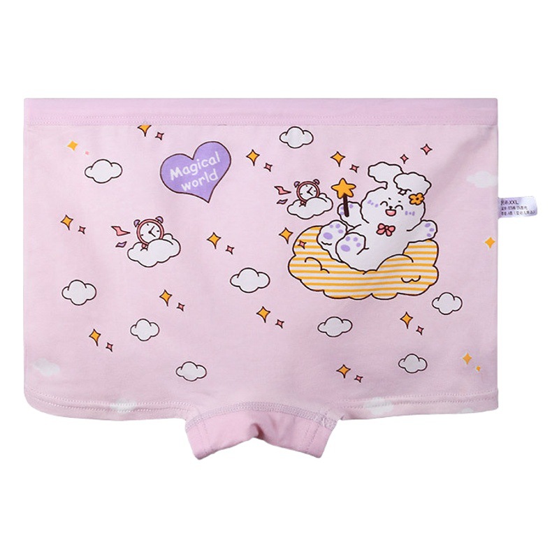 Children's Cotton Underwear Girls' No Ass Traceless Boxer Shorts Middle and Big Children's Bottoming Boxer Shorts Summer