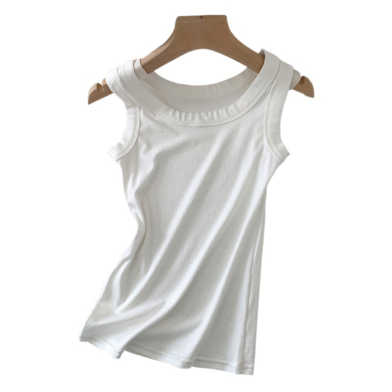 Threaded Cotton Multi-Color Breast-Covering Vest for Women to Wear Inside and Outside with Suspenders U-Shaped Collar Elastic Slimming Look Breathable and Comfortable