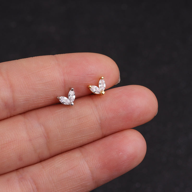 Picture of European and American Popular Stainless Steel Earrings Piercing Wholesale Micro-Paved Zircon Screw Screw Balls Do Not Need to Be Removed When Sleeping
