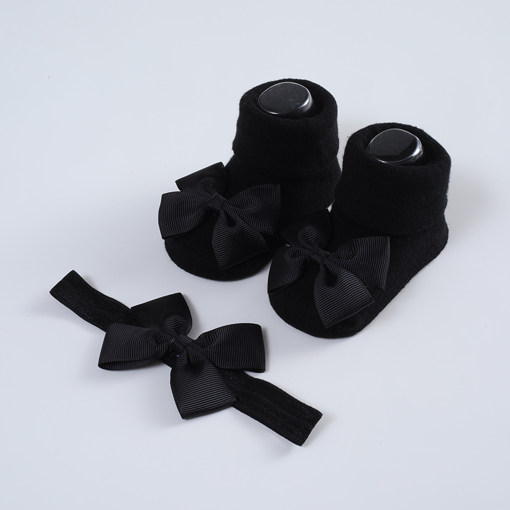 Picture of 2023 New Baby Headband + Socks Set Ribbed Bow Headband Baby Breathable Knitted Cotton Socks