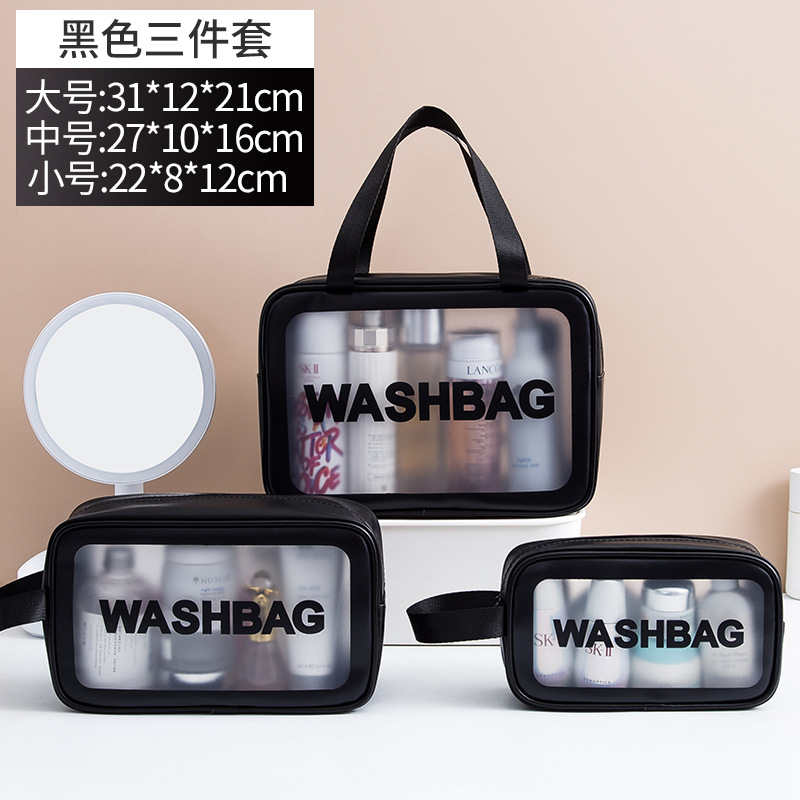 Picture of PVC Transparent Cosmetic Bag Simple Large Capacity Bath Bag PU Waterproof Portable Toiletry Bag Portable Travel Storage Bag
