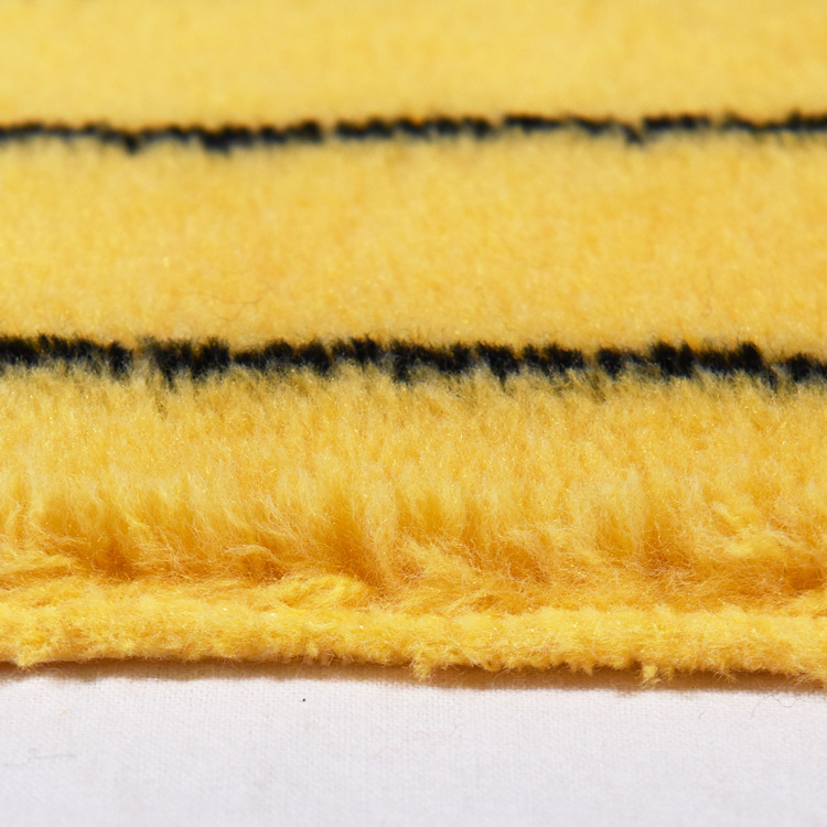 Picture of Factory Direct Sale of Yellow Background with Black Stripes Polyester/Cotton Blend Roller Brush Fleece Fabric, Shandong Hengtai Woven Brush Cloth