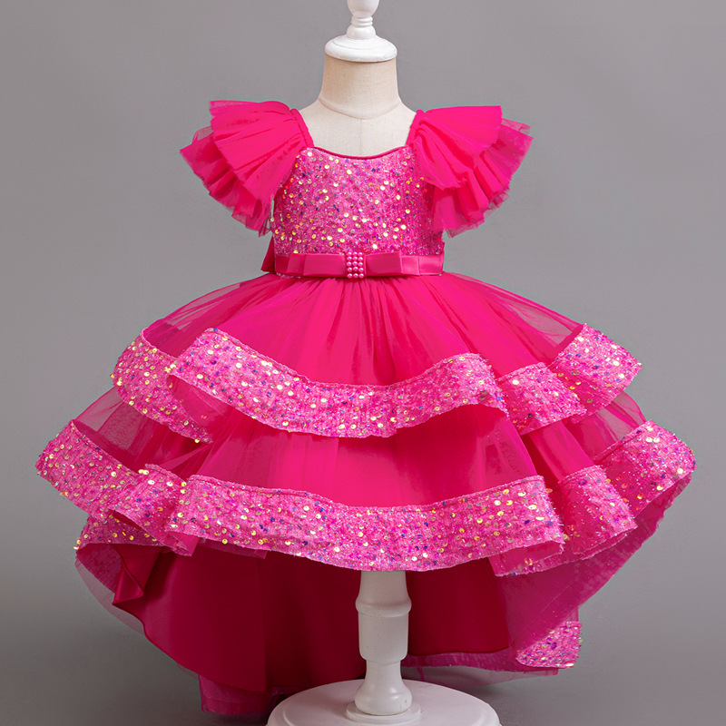 Picture of Cross-border Children's Princess Dress Sequin Trailing Dress Summer Dress European and American Girls Birthday Dinner Piano Performance dress
