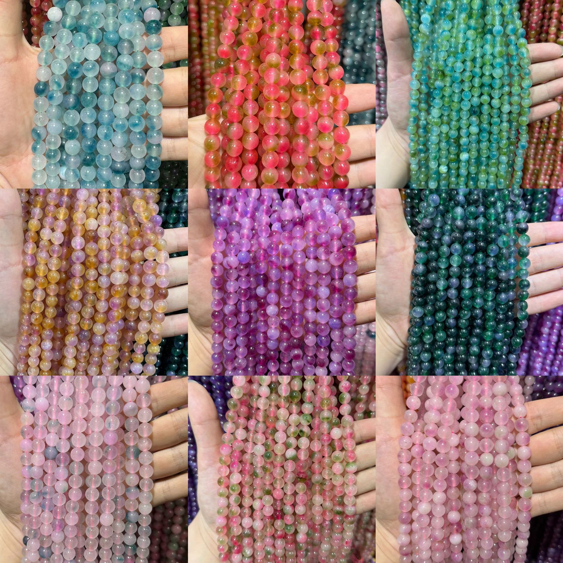 Picture of Live hot grade a chalcedony 8mm two-color round beads beads handmade diy Internet celebrity matching in stock jewelry
