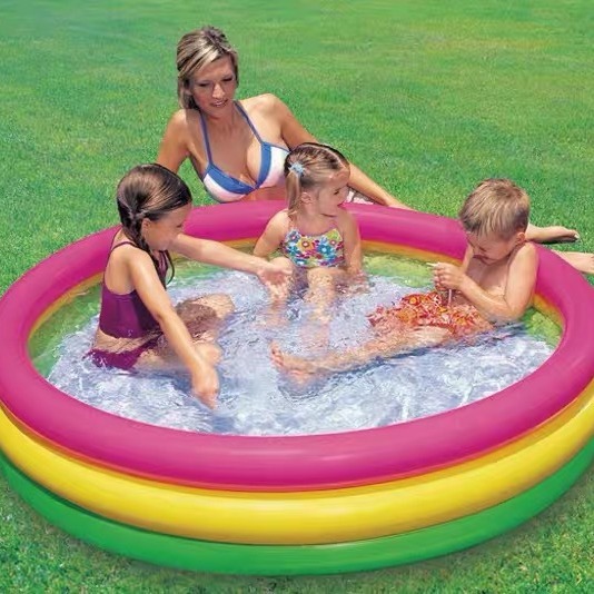 Picture of Haiyun three-ring pool children's inflatable swimming pool round bubble bottom paddling pool baby fishing play sand wave ball
