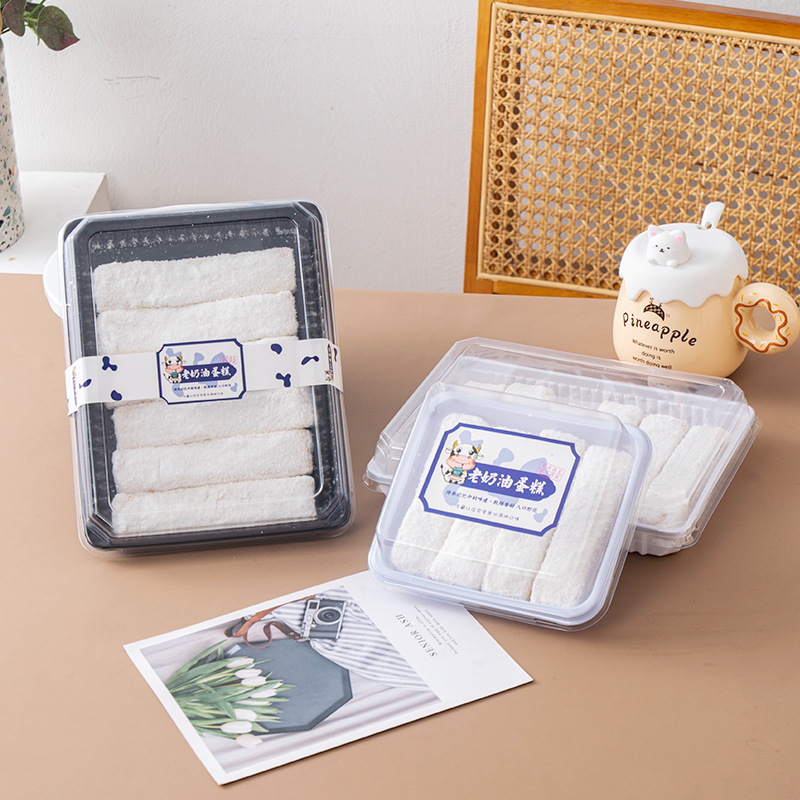 Net red old cream cake box puff meat floss Beckham baking box west point coconut bread transparent packing box