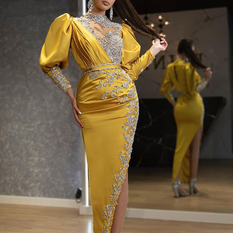 2025 New European and American Export Women's Clothing Independent Station Wedding Dress Satin Large Hem Sexy Long Skirt Tail Banquet Evening Dress for Women