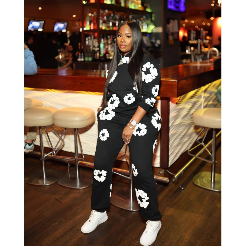 HP0109 European and American women's clothing autumn and winter popular digital printing sweater sports suit women's Amazon hot sale