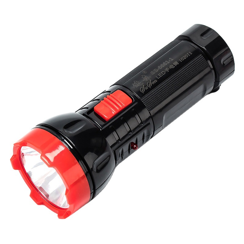 Sasen LED Strong Light Rechargeable Household Portable Small Plastic Flashlight Outdoor Camping Night Fishing Fire Fighting Red Flashlight