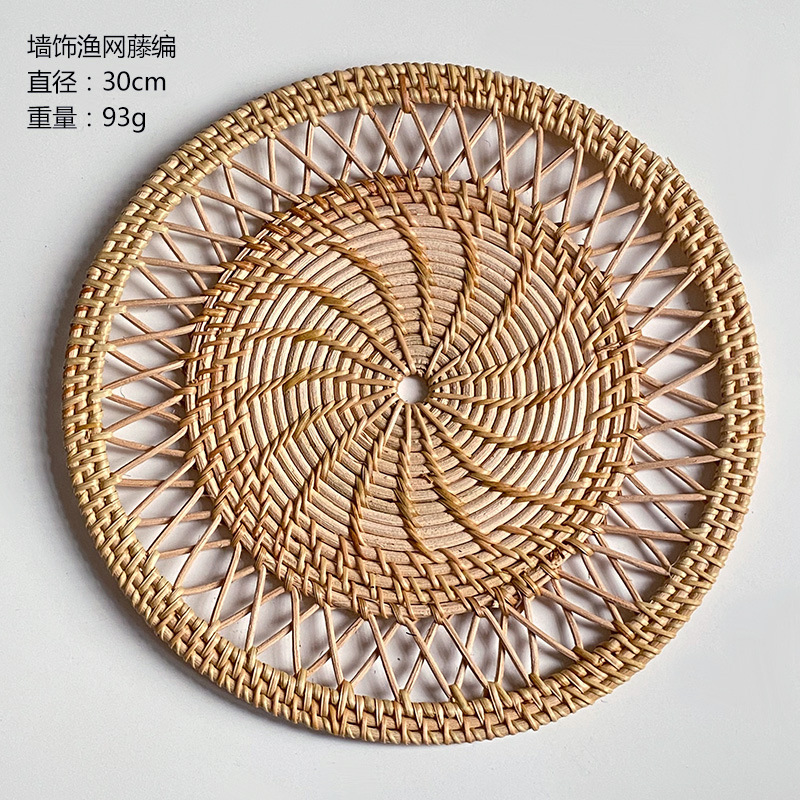 Picture of Nordic handmade Rattan woven bed & breakfast Wall pendant decoration European style living room entrance home wall hanging Rattan