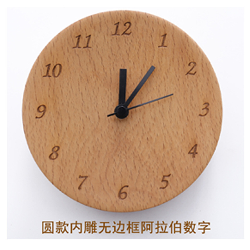 Picture of Beech Quiet Clock Solid Wood Watch Ornaments Living Room Modern Simple Log Cross-border Table Round Square