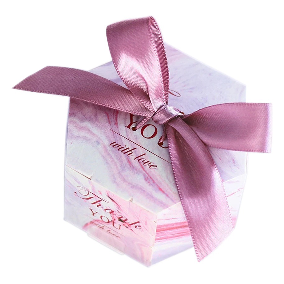 Hexagonal Bow Gift Box Tanabata Valentine's Day Packaging Candy Carton Memorial Day Accompanying Gift Box Wedding Candy Box