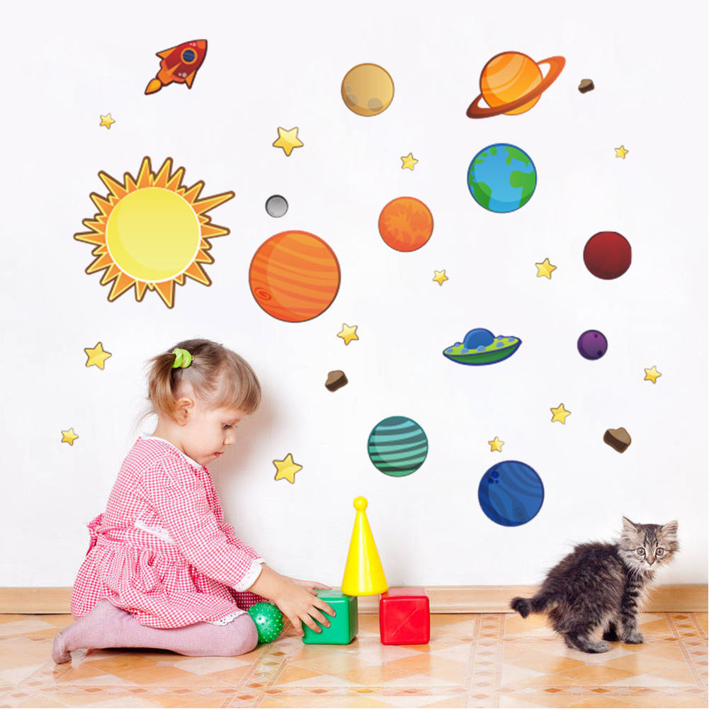 Picture of ZY1313 new solar system planet children's room bedroom background wall stickers foreign trade wholesale waterproof removable
