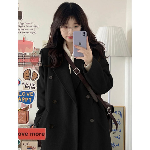 2025 cotton and thickening Faux Wool Coat Women's Mid-length Autumn and Winter New High-end Korean Hepburn Coat All-match