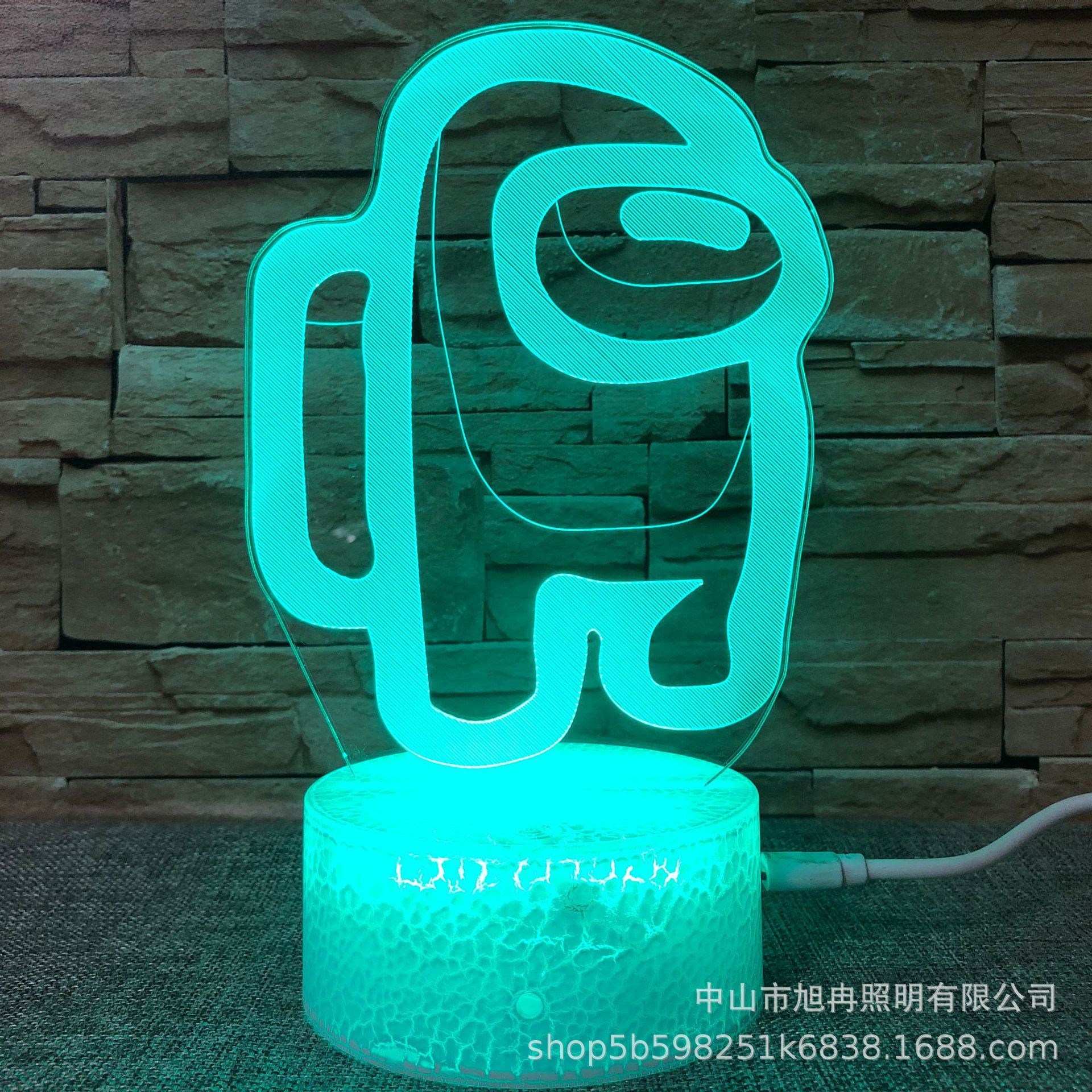 Picture of 3D night light among us crack colorful remote control 16 color gift lamp bedside lamp table lamp