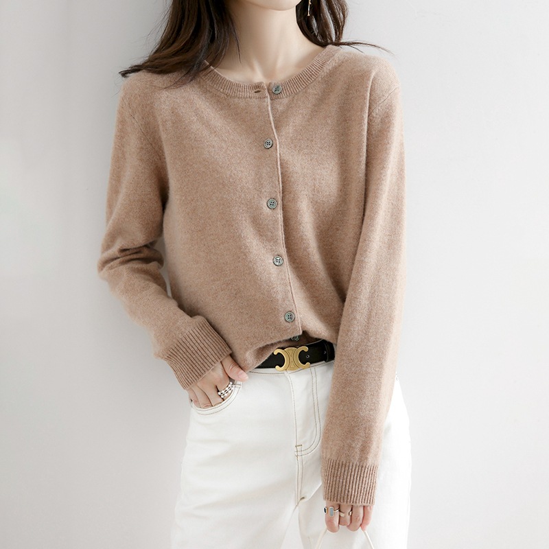 Picture of 2023 autumn and winter new women's round neck cardigan bottoming shirt Korean style long sleeve fashion soft knitted small coat