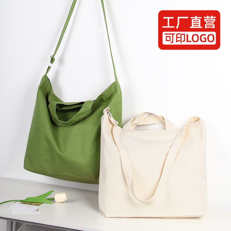 Crossbody Canvas Bag with Customized Pattern, Shoulder Tote Bag, Large Capacity Student Book Bag, Canvas Bag with Printed Logo