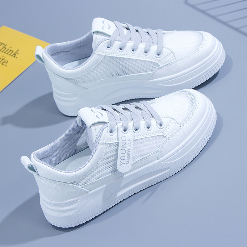 Picture of White Shoes Women's 2025 Summer New Breathable Mesh Thin Women's Shoes All-match Student Flat Sports Casual Mesh Shoes