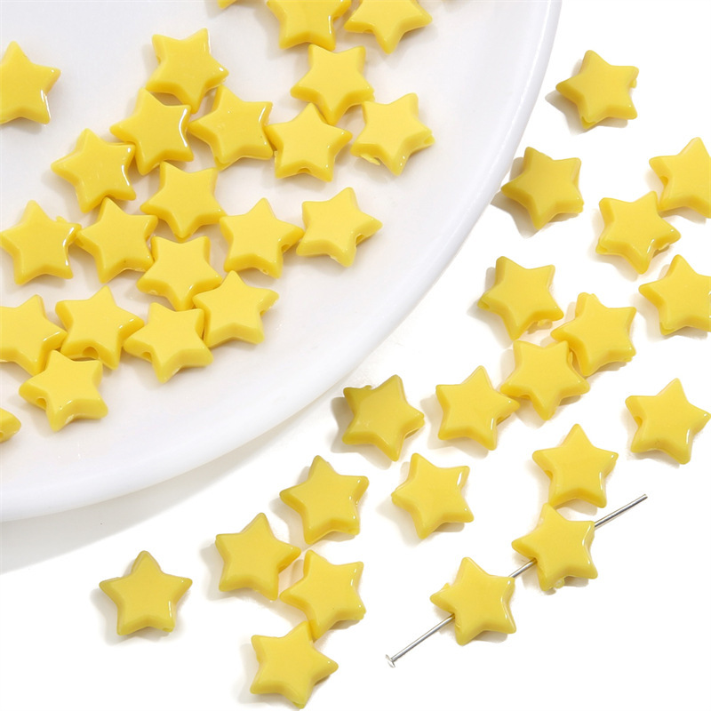 Picture of 10mm acrylic solid color five-pointed star beads beads DIY handmade bracelet necklace jewelry material accessories