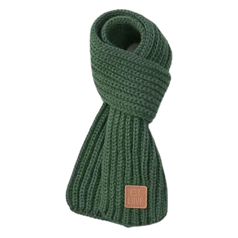 Children's Scarf Autumn and Winter Parent-child Student Children's Small Scarf Women's All-match Warm Knitted Wool Short Cute Scarf
