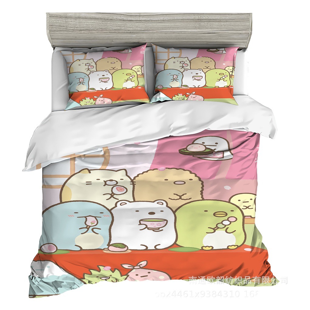 Japanese Style Cartoon Corner Bio Bedding Four-piece Set Student Dormitory Children's Bed Cover Three-piece Set