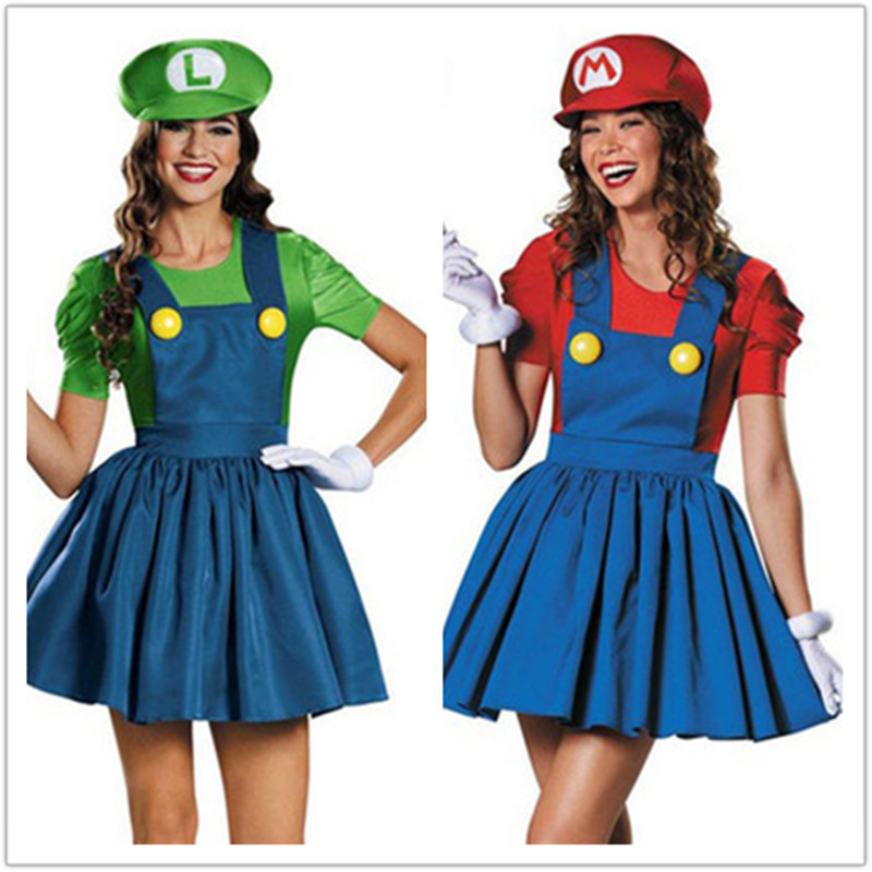 Super Mario Worker Costume Halloween Anime Cos Super Mario Women's Cosplay Costume