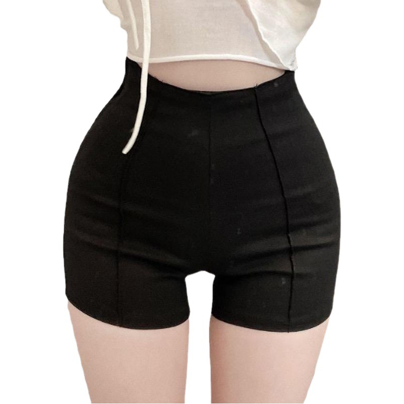 Spice Girls Black Tight Casual Shorts Women's Summer Hot Pants High Waist Slimming Sexy All-match Straight Wide Leg Pants