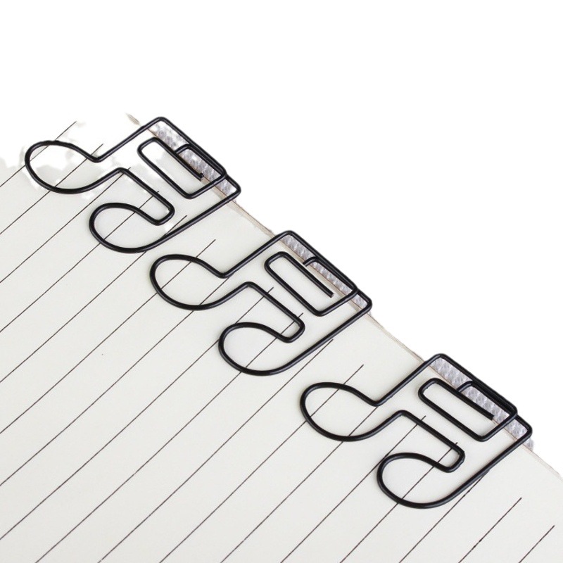 Japanese and Korean Stationery Cartoon Paper Clips Black Musical Note Paper Clips Office Supplies Metal Binder Clips Creative