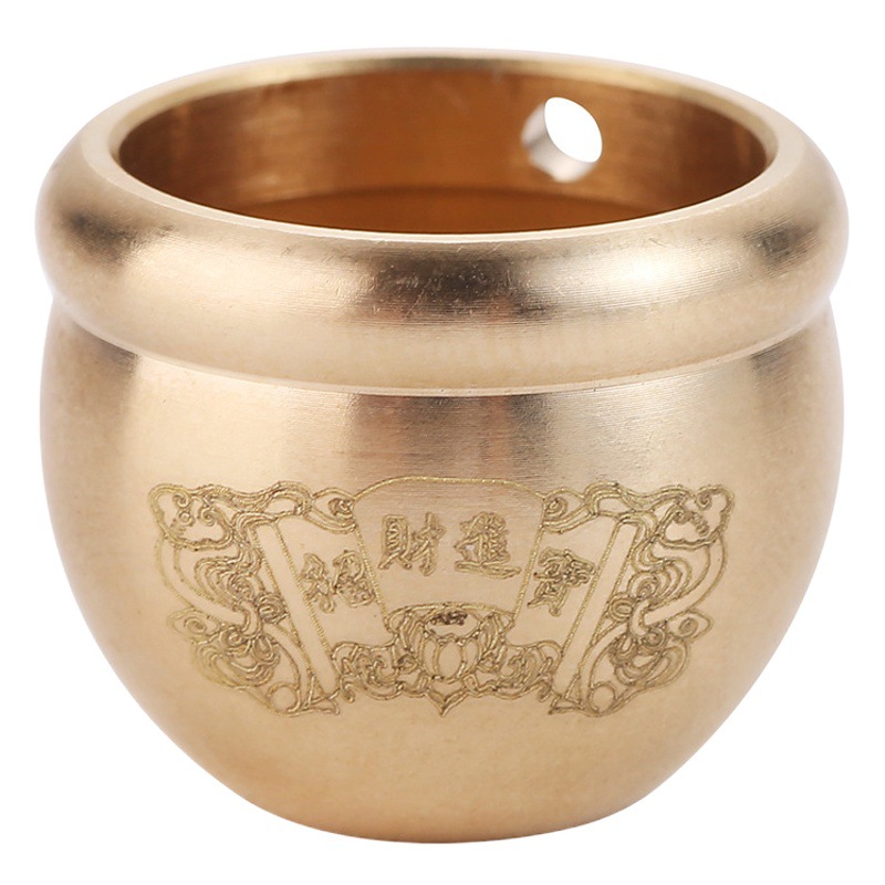 Pure Brass Small Glossy Cylinder Pendant Baicai Water Supply Cup Pendant Mini Baifu Cylinder Car Keychain Accessories Pendant