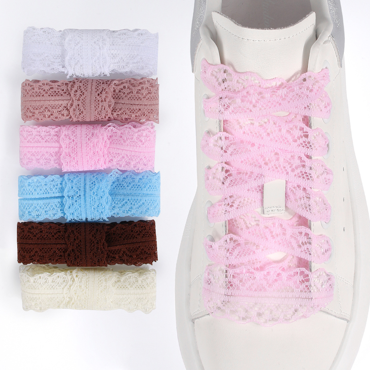 Lace Shoelaces DIY Ballet Style Cute Girl Accessories Moral Training Shoes Black and White Pink Silk Lace Shoelaces