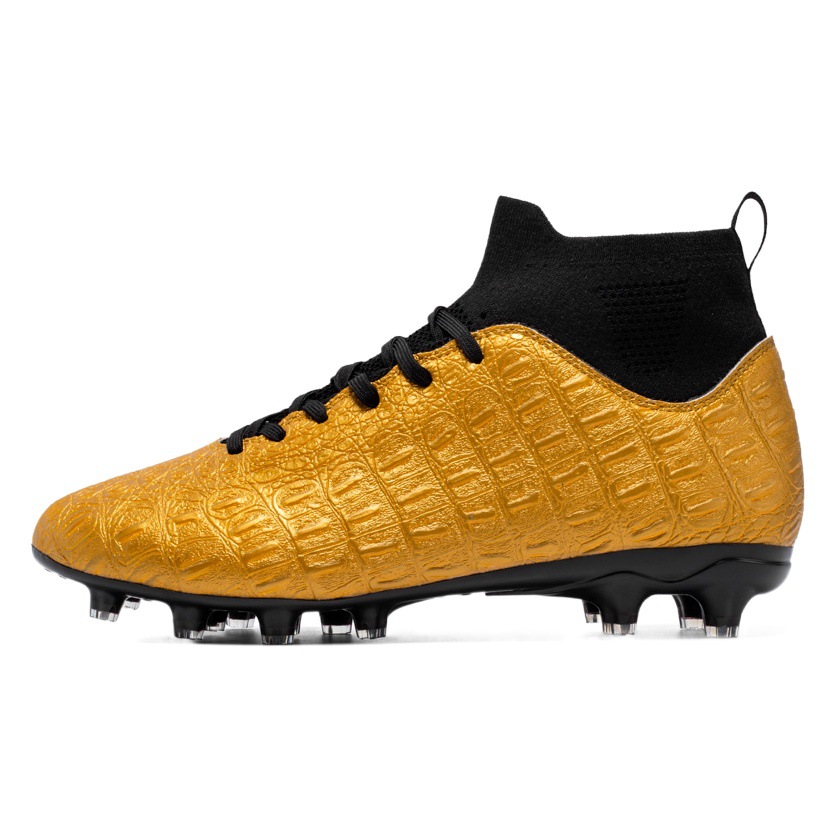 Cross-border high-top football shoes for boys and girls AG nail natural grass leather foot Youth student training shoes can be sent on behalf