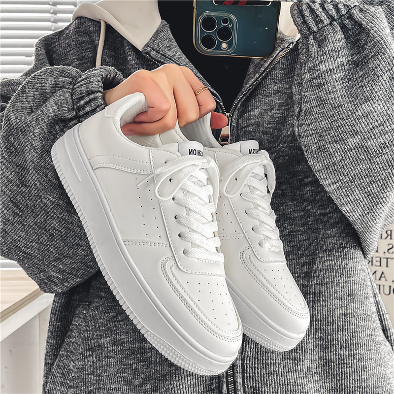 White Shoes Men's Spring New Breathable Shoes Men's Casual All-match Men's Shoes Student Pure White Sports Board Shoes