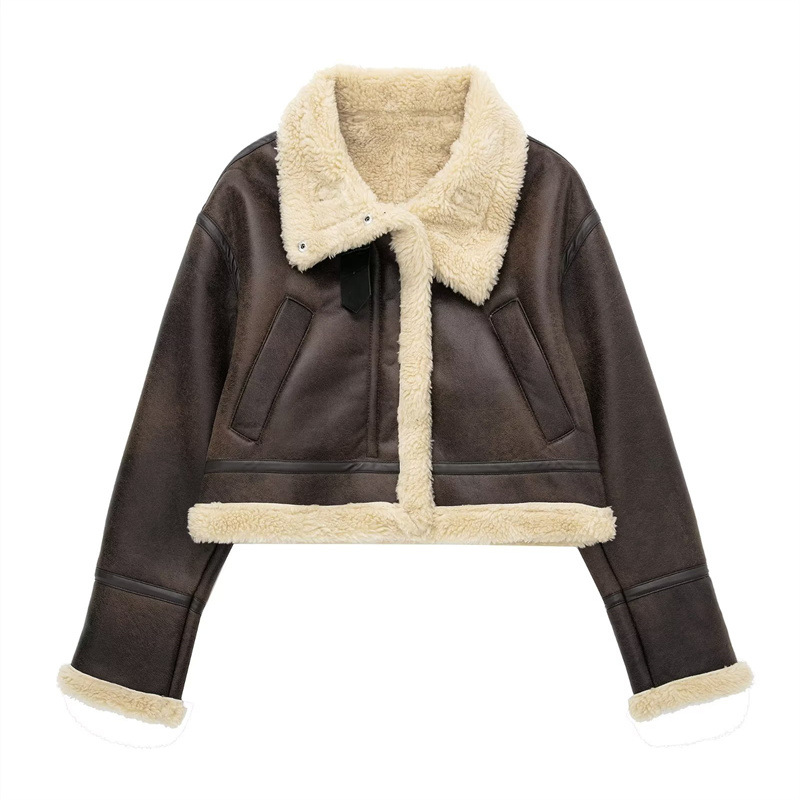 Picture of Cross-Border Export 2022 Winter European and American Style Zaura Women's Fashion Street Lapel Long-Sleeved Double-Sided Jacket