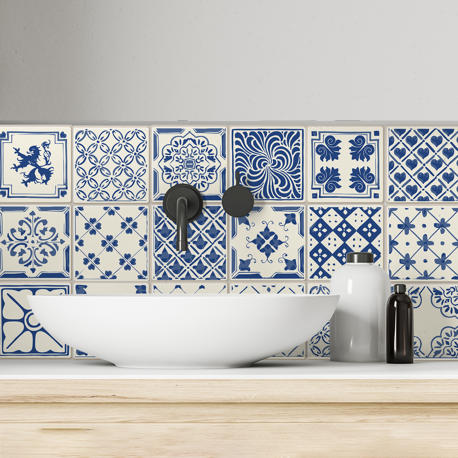 Amazon New Creative Tile Sticker Bathroom Washstand Kitchen Thickened Waterproof and Oil-proof Wall Sticker DT034