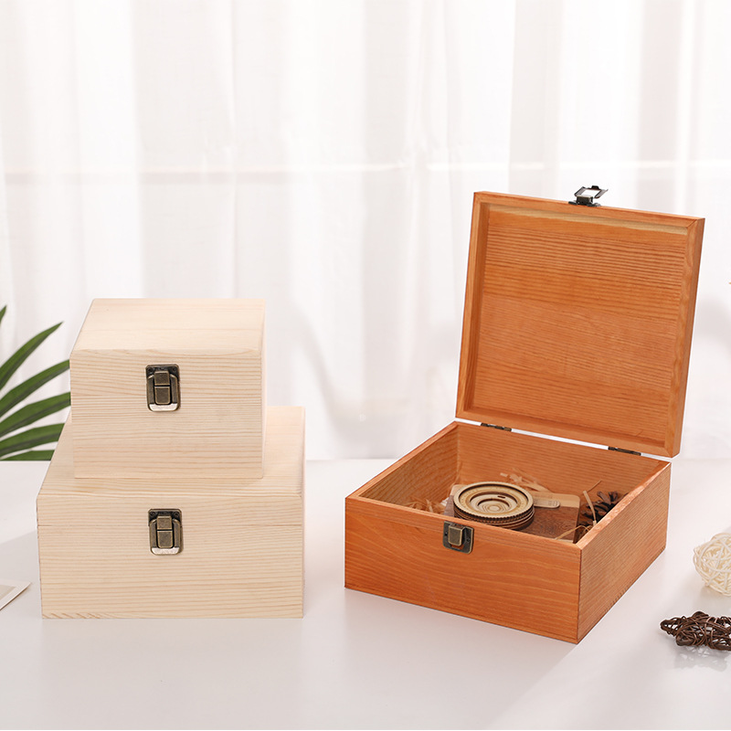 Picture of Accompanying Gift Wooden Box Vintage Storage Box with Lock Wedding Bridesmaid Best Man Gift Box Empty Box Storage Box Customizable