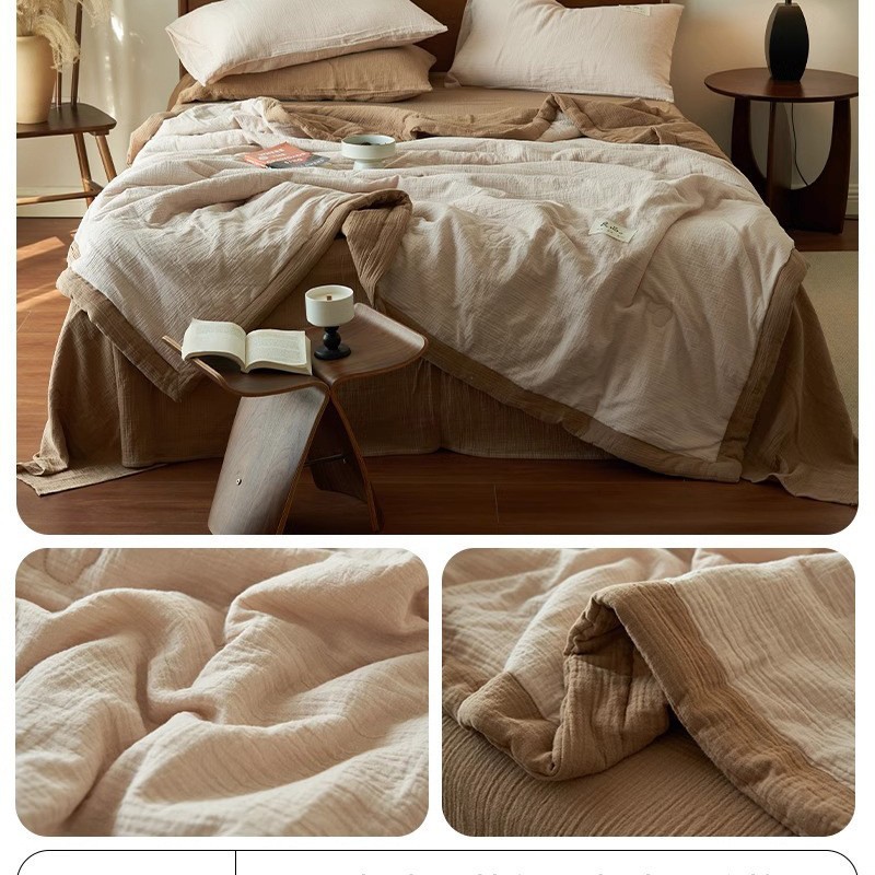 Picture of Cotton double-layer yarn soybean fiber summer quilt cotton summer cool quilt four-piece machine washable air-conditioning quilt factory wholesale