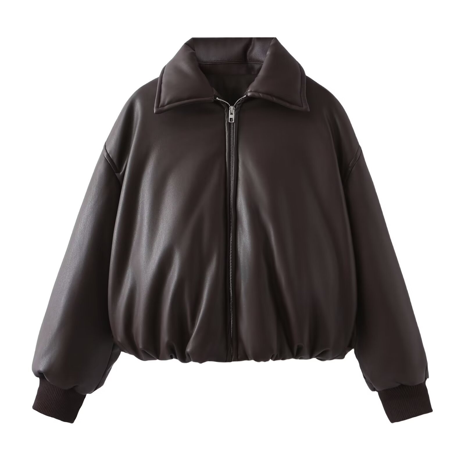 Picture of Pure Color Women's Online Red Egg White Leather Thickened Warm Short Leather Cotton Coat European and American INS Style 2024 Autumn and Winter New PU Cotton-padded jacket