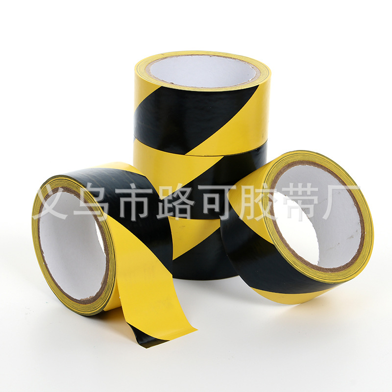 PVC warning tape floor tape black and yellow zebra crossing warning tape floor tape 4.8cm width