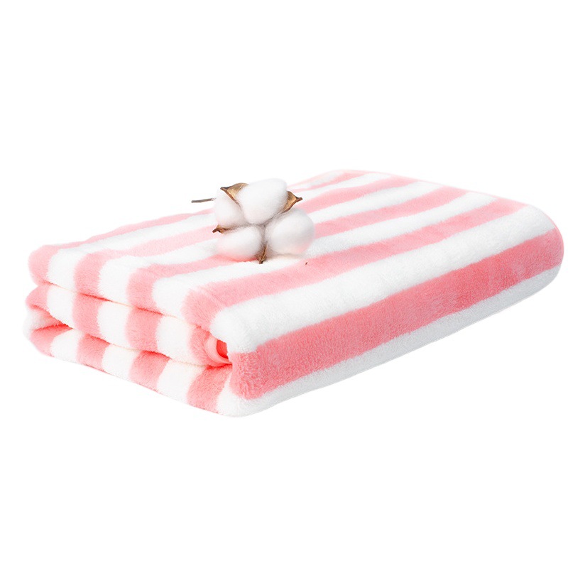 Striped Coral Velvet Bath Towel for Adults, Household Strong Water Absorption and Quick Drying Function Towel, Beach Towel, Bath Towel, Towel Wholesale