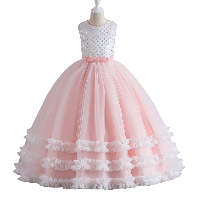 Children's dress new flower girl puffy princess dress girl catwalk host piano performance dress cross border
