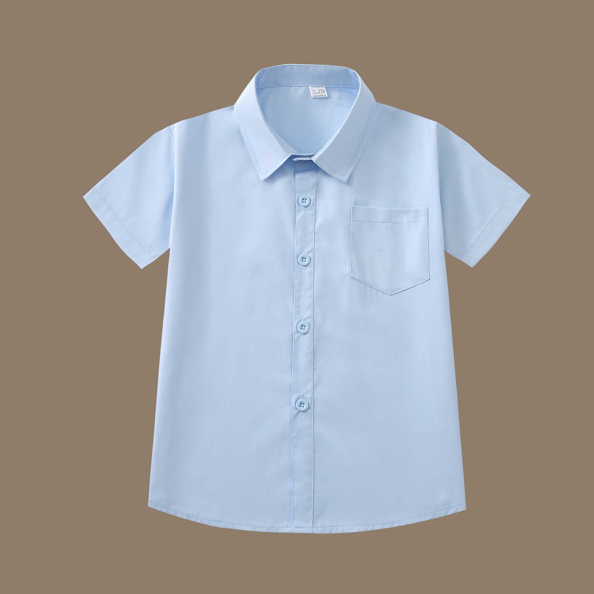Picture of Children's shirt boy's shirt blue short-sleeved shirt high color fastness school uniform shirt non-shrinking anti-wrinkle