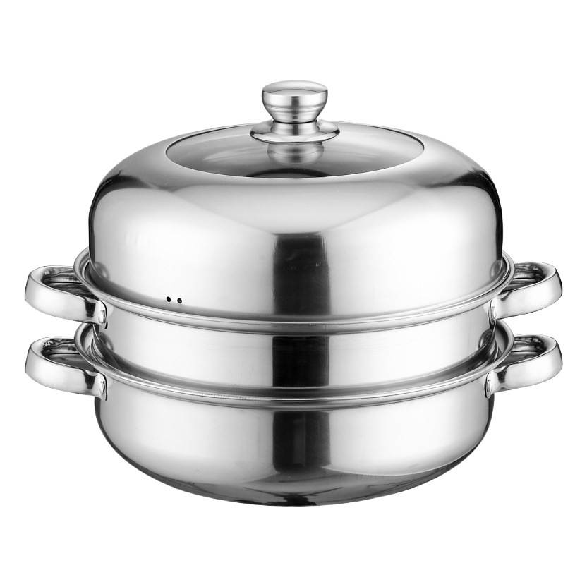 Stainless Steel Steamer Household Double-Layer Three-Layer Steamer Thickened Soup Steamer Steam Pot Practical Gift Pot Wholesale