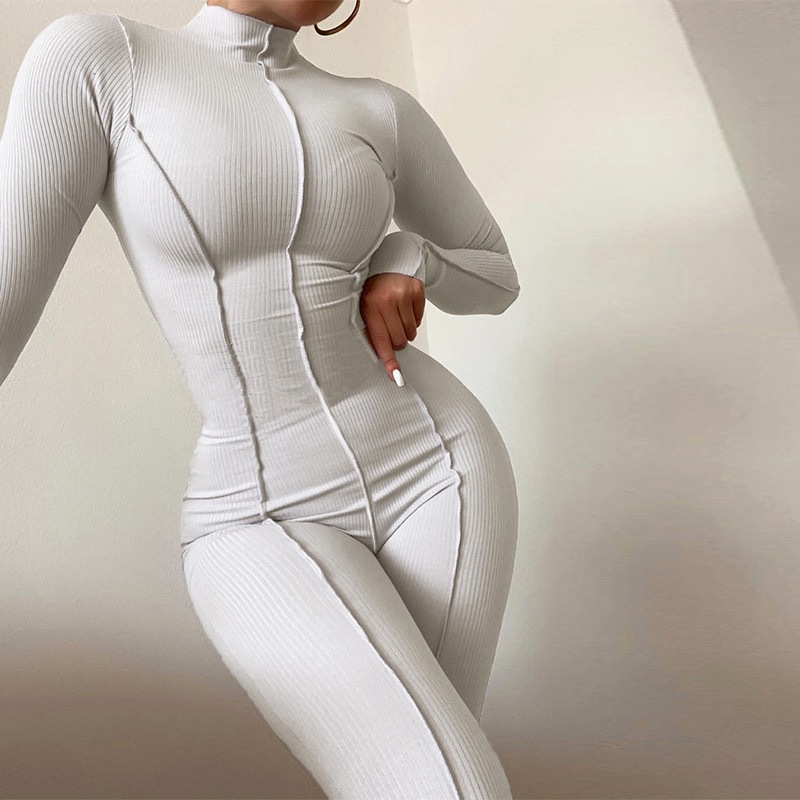 Picture of Amazon AliExpress Cross-border Foreign Trade Explosions Jumpsuit European and American-style Slim-fit Long-sleeved Round Neck High-elastic Women's Jumpsuit