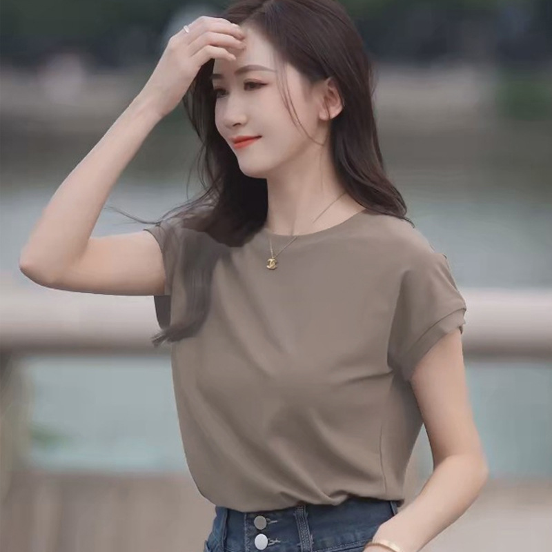 Picture of Feifei Sleeve T-shirt Women's Short Sleeve 2025 New Design Sense Niche Fashionable Slimming European Style Crewneck Top for Women