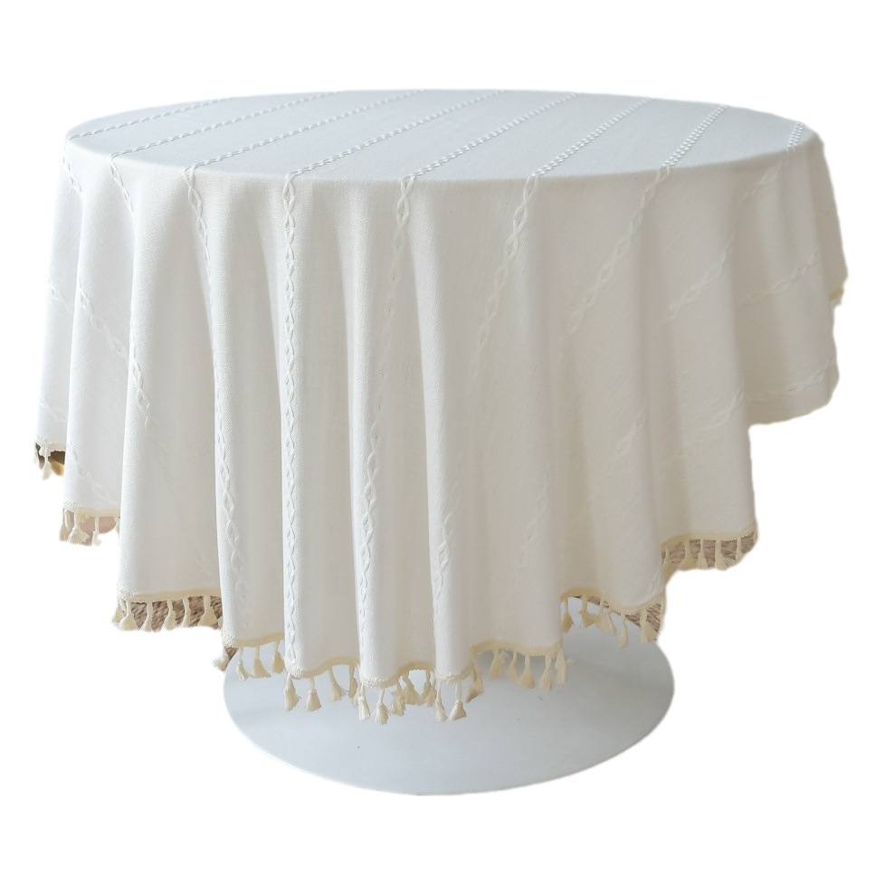 Cross-border Japanese round tablecloth white French photography meeting negotiation table round table tablecloth Korean cover towel wholesale