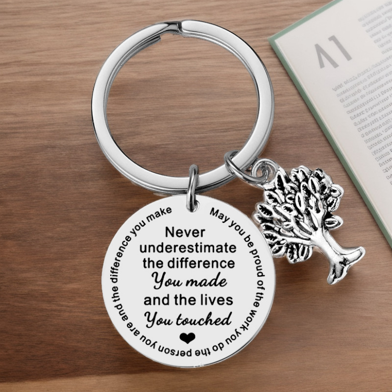 Cross-border goods never underestimate stainless steel keychain inspirational gift