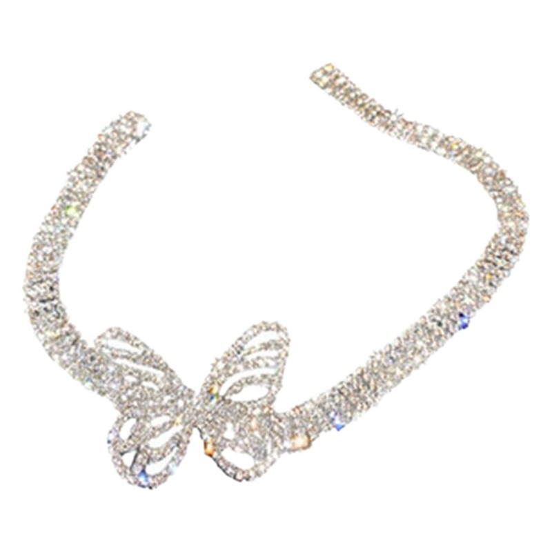 European and American diamond butterfly necklace high-grade collar necklace Internet celebrity elegant clavicle chain necklace female wholesale ins style