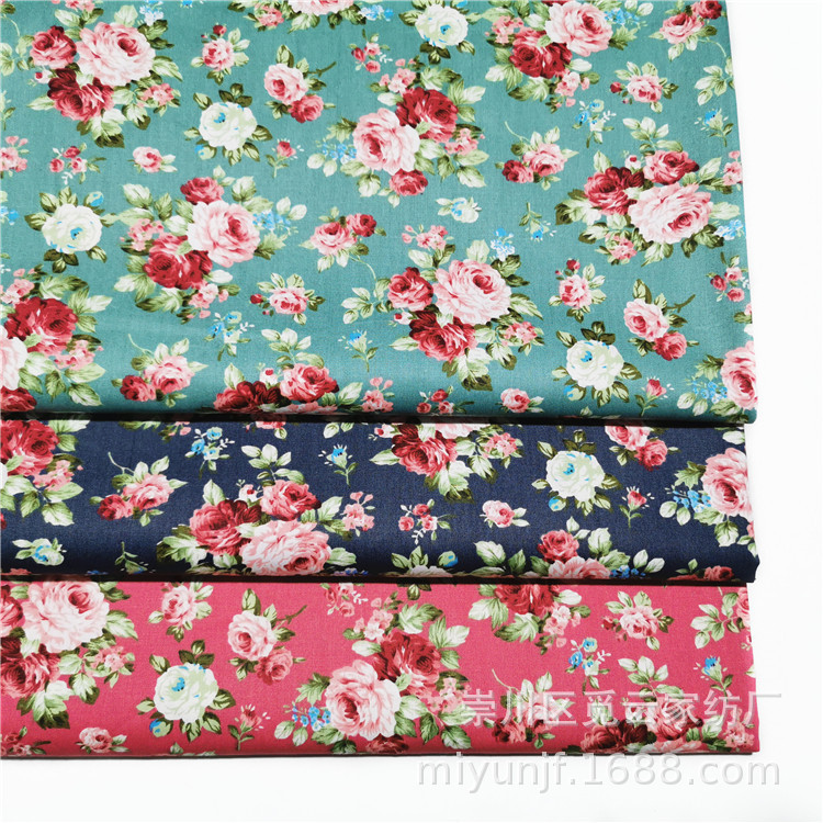 Green bottom rose cotton twill cotton printed pastoral beautiful bedding handmade dress fabric