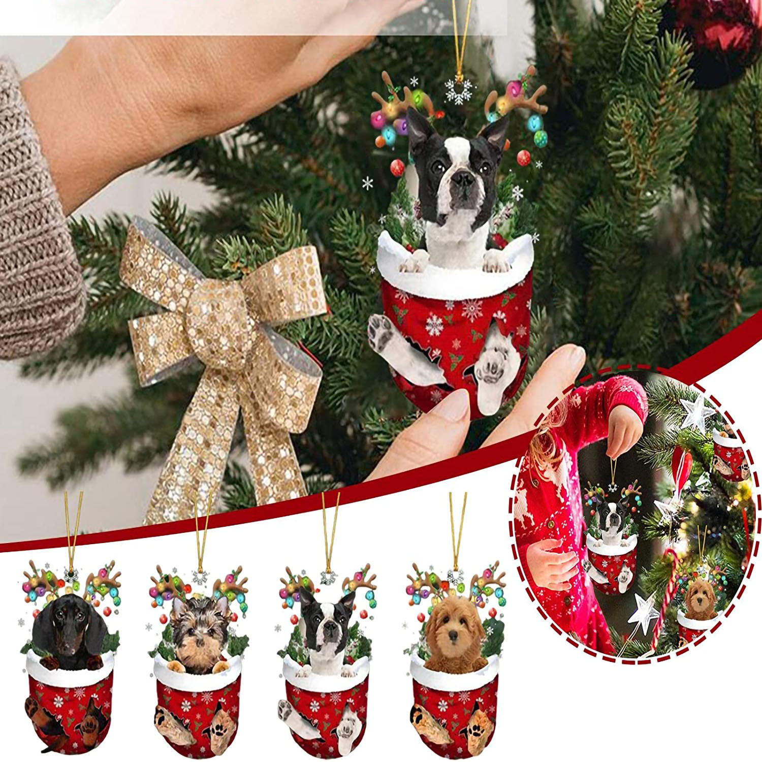 Cross-border New Christmas Cute Christmas Socks Dog Christmas Tree Hanging Decoration Creative Holiday Gift