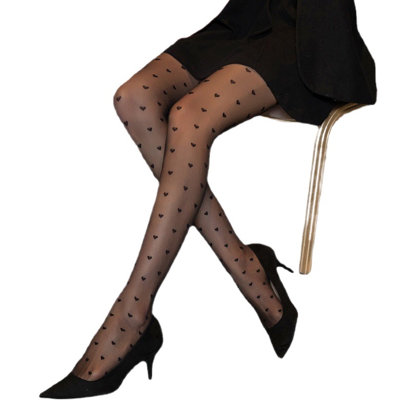 Small Love Anti-stripping Silk Core-spun Silk Thin Flesh Trendy Brand Letter Jacquard Socks Lace Stockings Women's Socks for Spring and Summer